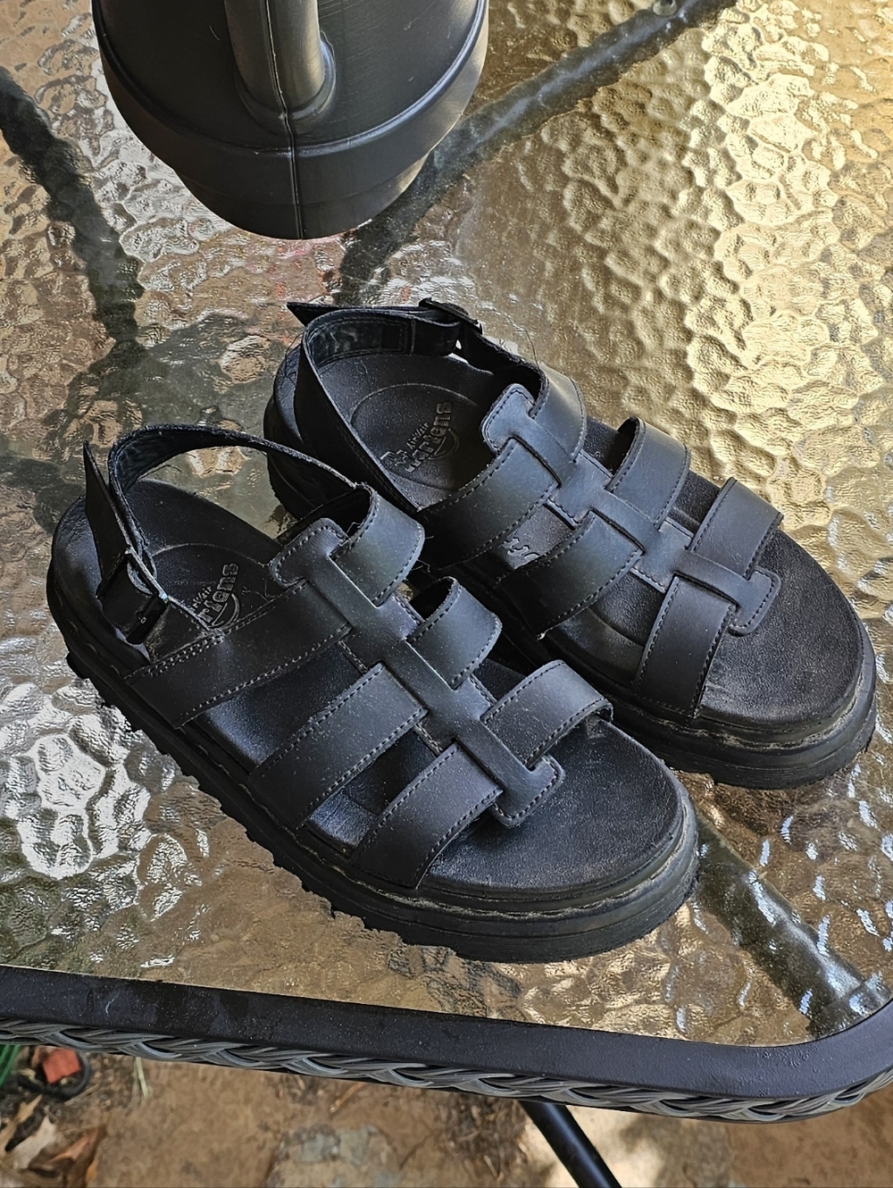 Dr. Martens Black Leather Fisherman-Style Sandals